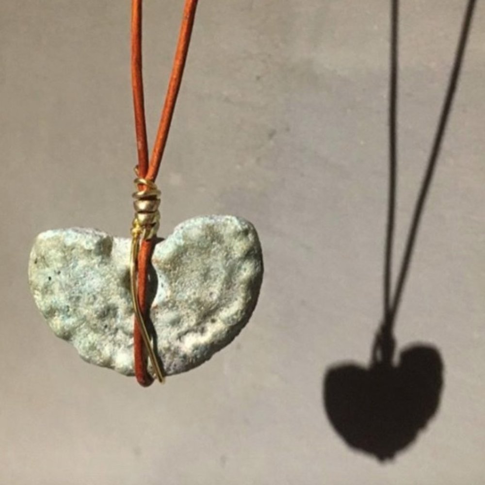 Janset Bilgin necklace - turquoise + leather